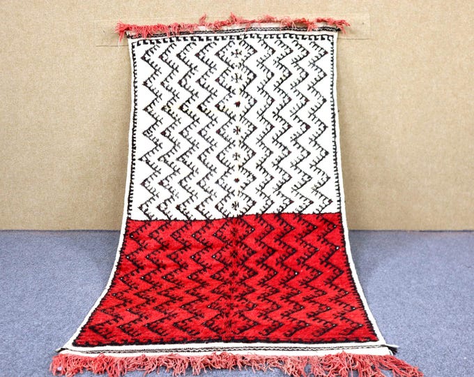 Authentic Moroccan Rug 3x6 - Berber Rug For Living Room - Handwoven Moroccan Rug - Tribal Boho Rug