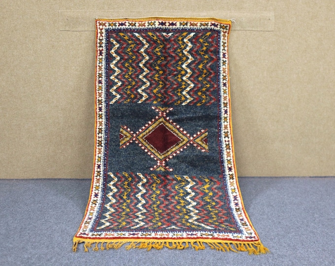 Authentic Taznakht Rug 3x6 - Natural Wool Area Rug - Handwoven Moroccan Rug - Berber Rug For Living Room - Soft Plush Rug
