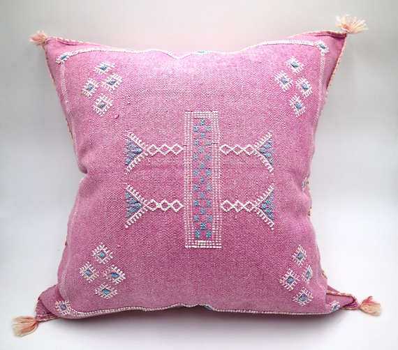 Moroccan pillow - cactus silk pillow - sabra pillow - light pink moroccan pillow - pink throw pillow - 18x18 pillow cover