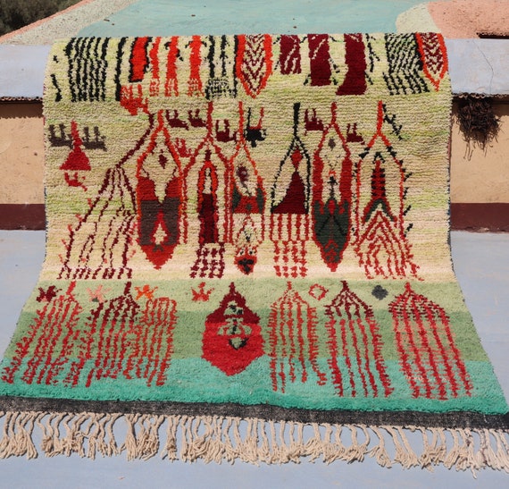 amazing traditional boujaad rug, authentic 5x9 abstract design Rug, original handmade wool rug, stunning  berber rug