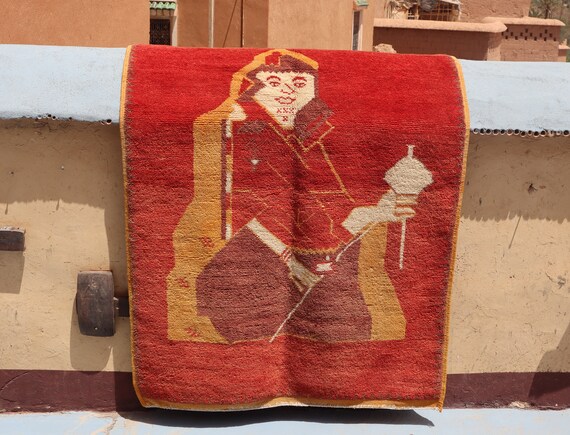 Gorgeous Area Rug 3x5 feet, beautiful women rug, handmade wool rug, red morrocan rug, flat weave rug, bedoun rug, tazbnakht rug