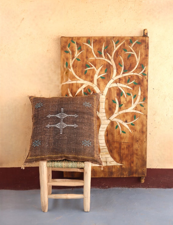 BROWN MORROCAN cactus silk PILLOW 18x18 pillow covers, handmade throw pillow cover, halloween pillow
