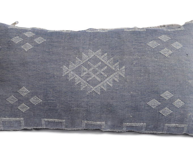 Gray Handmade Cactus Silk Pillow-Moroccan Pillowcase-Soft Pillow Cover-Sabra Pillow-Ethnic Throw Pillow-Floor Pouf