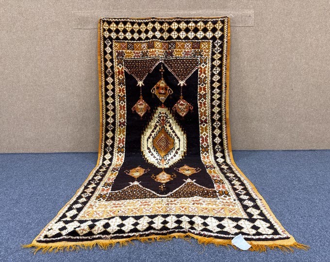 Luxury Moroccan Rug 3x7 ft – Taznakht Wool Carpet – Berber rug– Bohemian Living Room Rug – Boho Home Décor – Free Shipping