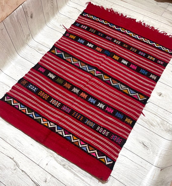 MOROCCAN KILIM RUG - 3x5 rug handmade flat weave rug- berber rug
