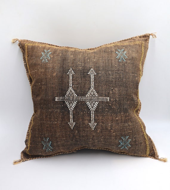 BROWN MORROCAN cactus silk PILLOW 18x18 pillow covers, handmade throw pillow cover, halloween pillow