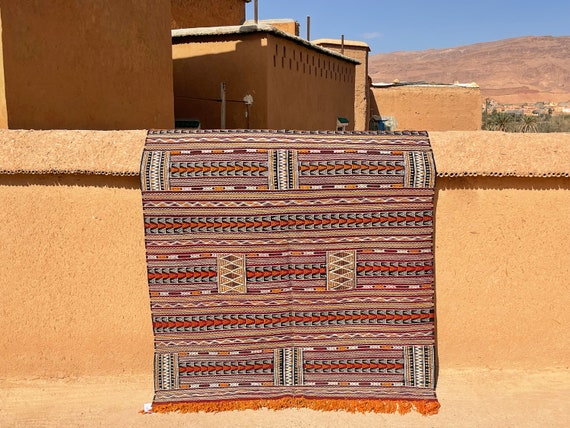 Contemporary Vintage rug - 4x6 rug - Neutral Toned Kilim - Berber rug - Morrocan rug - Kilim rug - Flat weave rug - Brown kilim