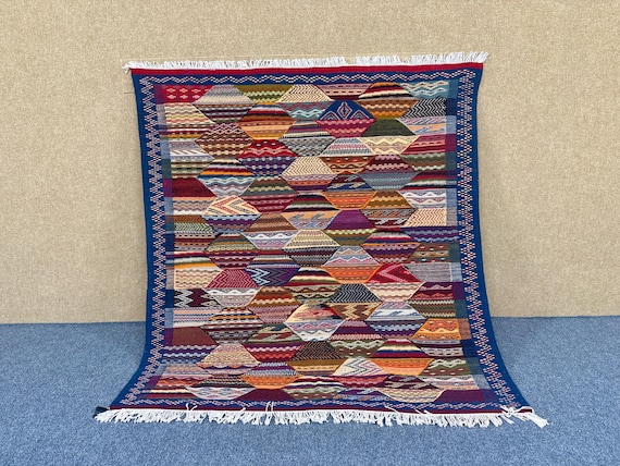 Picasso Moroccan Rug - Geometric Design Rug 5x5 ft - Modern Moroccan Rug - Colorful Picasso Rug - Handcrafted Moroccan Carpet - Home Decor
