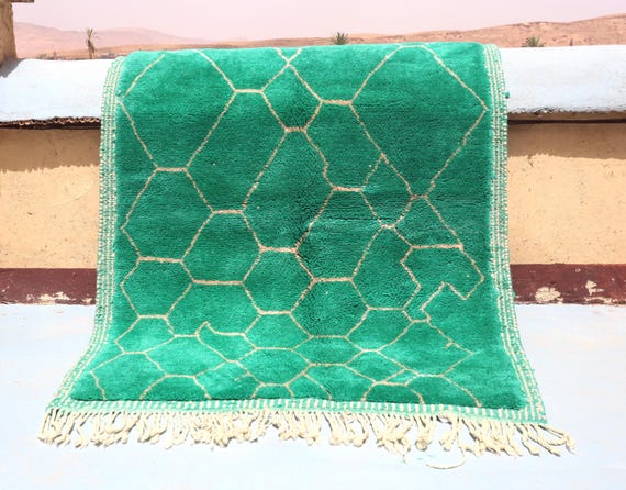 gorgeous green beni ourain rug, 4x5 rug, handmade rug, floor desing rug, living rug, kitchen moroccan rug, hand knotted rug