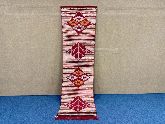 Moroccan runner rug Kilim 2.7 x 9.2 ft