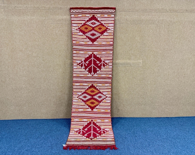 Moroccan Kilim Runner Rug 2x9 ft – Handmade Berber Runner Rug – Long Rug for Hallway or Entry – Runner Rug for Bohemian Home – Free Shipping