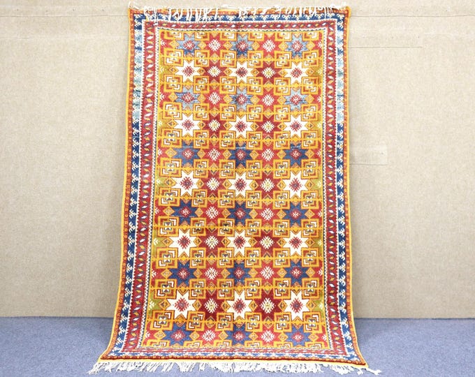 Authentic Moroccan Rug Taznakht Rug 5x8 - Natural Wool Area Rug - Handwoven Rug - Berber Rug For Living Room Bedroom