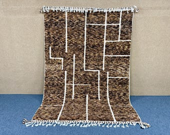 Amazing Brown Moroccan Rug 6x10 - moroccan decorated - Azilal Rug -handmade beni ouraine rug - traditionally rugs handmad