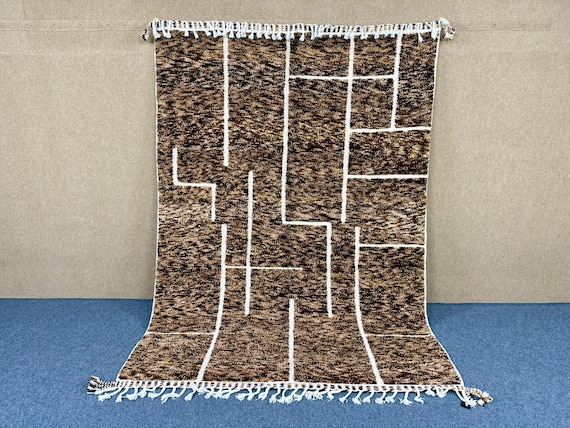 AUTHENTIC MOROCCAN RUG 6x10 - Brown Beni Ourain rug - Hand Knotted rug