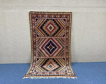 Handmade Taznakht Rug-Berber Area Rug-Moroccan Living Room Carpet 5x9 rug -Traditional Moroccan Wool Rug -Neutral Wool Carpet-Large Rug