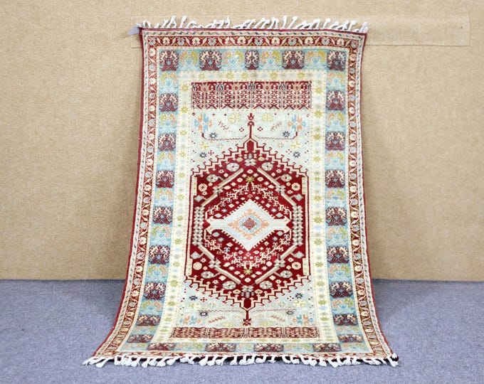 Premium Moroccan Rug 3x5 - Natural Wool Area Rug - Berber Rug For Living Room - Handwoven Carpet - Unique Home Decor