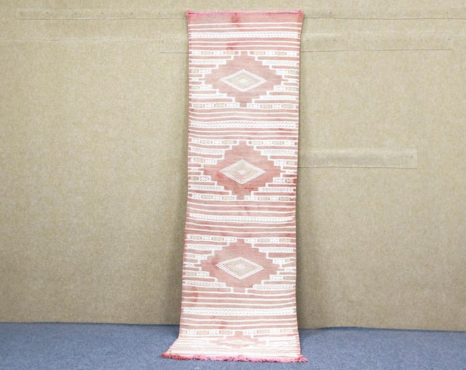Authentic Kilim Runner Rug 2x8 - Natural Wool Rug - Handwoven Tribal Hallway Rug - Moroccan Entryway Rug - Berber Runner Rug