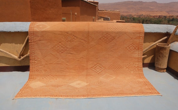 Amazing Berber Zanafi Rug 9x9, Moroccan Flat weave wool rug, Boho rug, Living room large area rug handmade