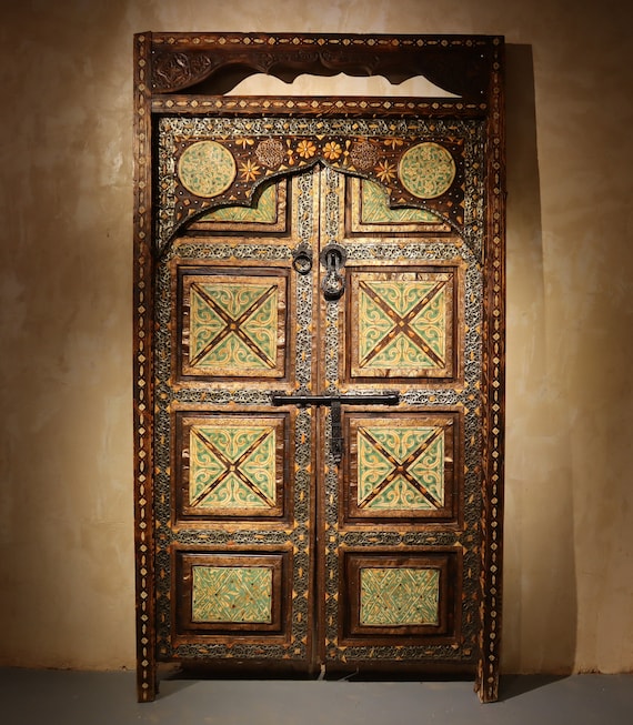 moroccan door, berber door, moroccan door knocker, traditional berber door, ceder door, gold door- unique door - art door - ivory door