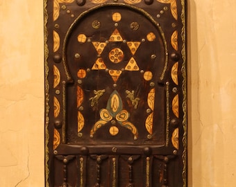 moroccan door frame, 15x23 in frame, berber door, open door art, handmade door, african door,yellow door cabinet knobs