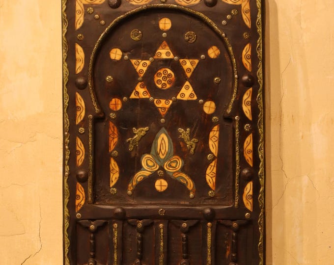moroccan door frame, 15x23 in frame, berber door, open door art, handmade door, african door,yellow door cabinet knobs