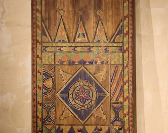 geometric barn door, berber door, cedar door, open door art, 23x39 inch door, moroccan door art