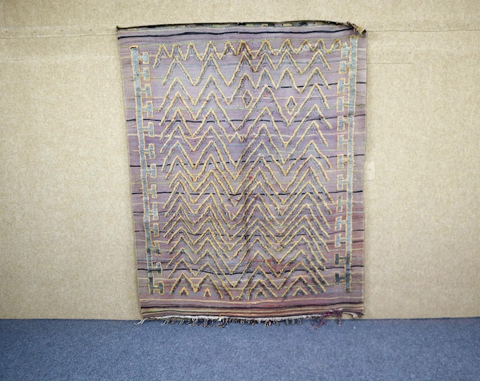 Unique Moroccan Rug 5x9 - Handwoven Berber Rug - Vintage Flat weave Rug For Living Room - Boho Tribal Rug