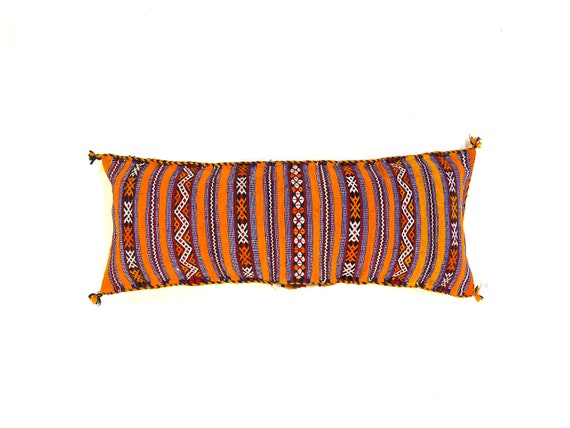 Moroccan lumbar pillow - Kilim lumbar pillow - Red lumbar pillow - Long lumbar pillow - 16x46 pillow cover