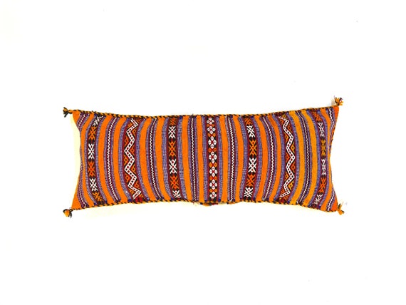 ORANGE MORROCAN cactus silk PILLOW 16x45 throw pillow cover, handmade pillow cover, halloween pillow