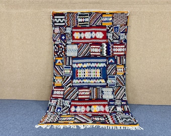 Vibrant Glaoui Rug 8x5 - Colorful Moroccan Rug - Large Boho Rug - Handmade BerBer Rug - Unique Designs Rug - Free Shipping