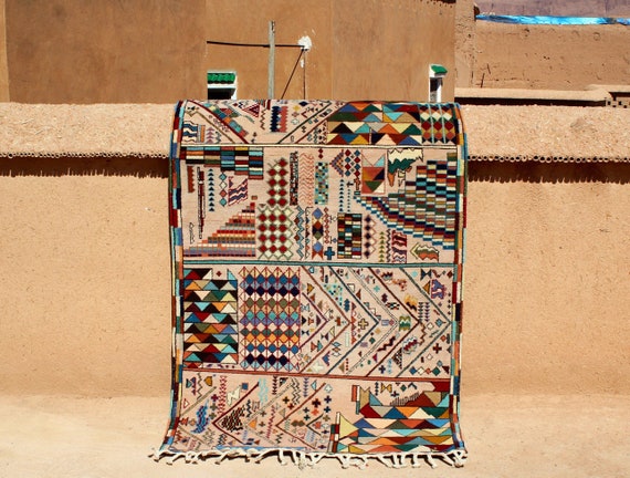 Patchwork Rug Moroccan, 4x7 Moroccan Rug, Berber Rug Multicolor, Elegant Area Rug