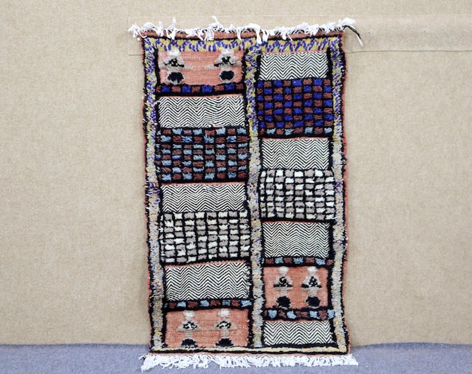 Vibrant Glaoui Runner Rug 2x9 - Moroccan Handwoven Rug - Natural Wool Rug - Tribal Boho Hallway Runner - Berber Entryway Rug