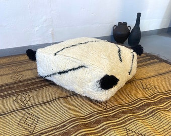 berber pouf -moroccan pouf insert - custom pouf - Moroccan pouf - Wool ottoman - Wool ottoman - Beni Ourain - 24.41” x 24.41”
