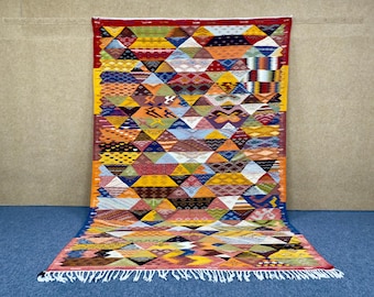 Berber Moroccan Picasso Rug 7x10 ft - Large Moroccan Akhnif Rug – Tribal Flatweave Wool Rug - Moroccan Wool Rug – Handmade Akhnif Carpet