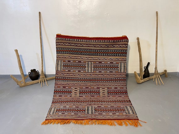 Nomad moroccan rug moroccan area rug kilim flat woven berber rug handmade - 6,5 x 4,7