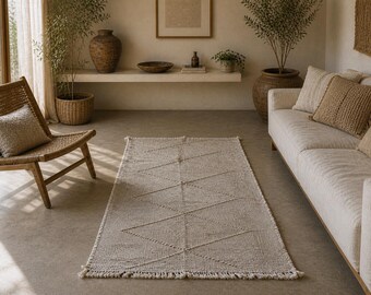Moroccan Zanafi Rug – 3 x 5 ft Wool Flatweave – Berber Handwoven Carpet – Traditional Rug –Handmade Boho Decor – Free Shipping