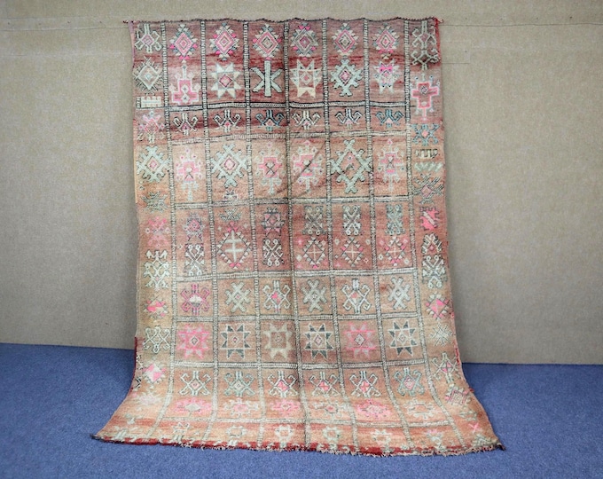 Moroccan Vintage Rug 6x9 - Unique Berber Rug - Handwoven Wool Area Rug - Large Moroccan Rug - Bohemian Tribal Carpet
