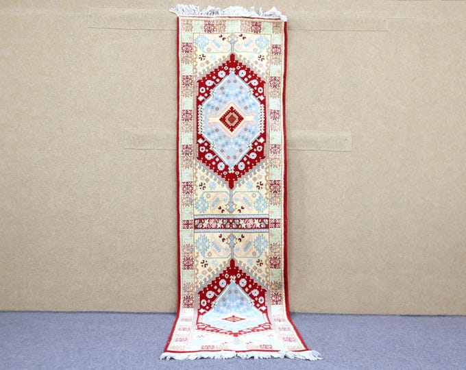 Authentic Moroccan Runner Rug 2x9 - Natural Wool Rug - Berber Rug For Entryway and Hallway - Handwoven Carpet