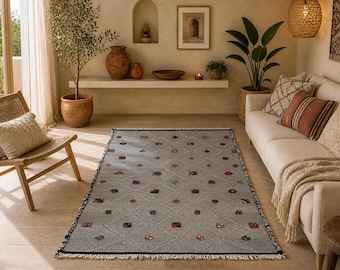 Moroccan Kilim Rug 6x10 ft - Flat weave Zanafi Kilim - Handmade Wool Runner - Handcrafted Moroccan Carpet - Artistic Floor Rug - Home Decor