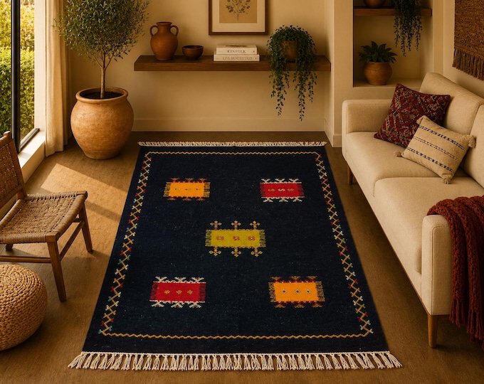 black Akhnif rug 3,2 x 3,6 ft