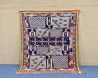 Moroccan Square Taznakht Rug 7x7 ft – Handmade Wool Berber Carpet – Geometric Boho Carpet – Ethnic Bohemian Berber Decor –One of a Kind Rug