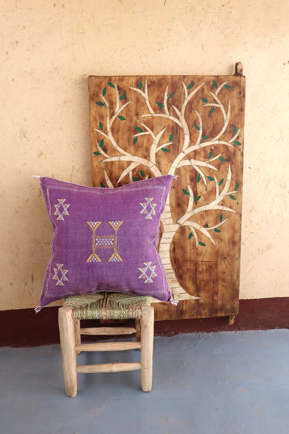 PURPLE MOROCCAN cactus silk PILLOW 18x18 pillow cover, handmade throw pillow cover, halloween pillow