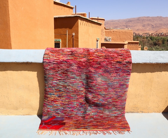 Multicolored Berber Moroccan 5x7 rug - Beni Mrirt rug, Living space tribal rug, Bohemian decor rug, Soft carpet handmade