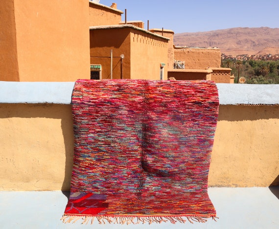 MOROCCAN BERBER RUG - purple area rug, 5x7 rug, beni mrirt rug handmade