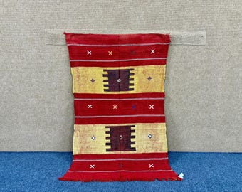 Moroccan Berber Red Cactus Silk Rug 3x5 – Flatweave Natural Wool Silk Blend – Lightweight Boho Area rug | Free Shipping
