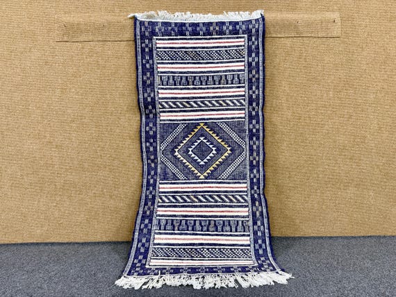 Moroccan Rug2,3 x 4,8 ft blue Moroccan Kilim rugBoho Small Area Rug