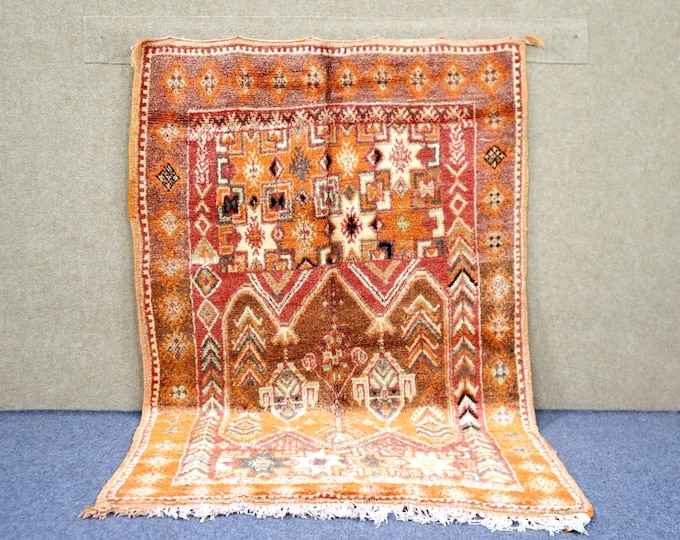 Vintage Moroccan Rug 4x6 - Handwoven Berber Rug - Colorful Rug For Living Room - Natural Wool Rug - Tribal Boho Rug