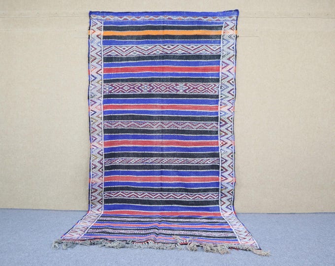 Unique Moroccan Kilim Rug 5x10 - Handwoven Berber Rug - Large Flat weave Rug - Moroccan Rug For Living Room - Boho Tribal Rug