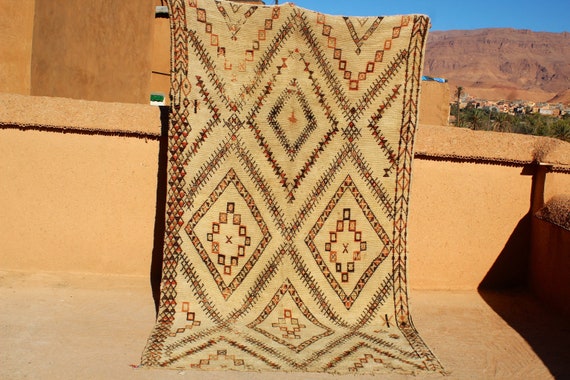 Vintage beni ourain rug 6x11 feet - berber rug - vintage beni rug - antique moroccan rug handmade - 11.1 x 6.5 Feet