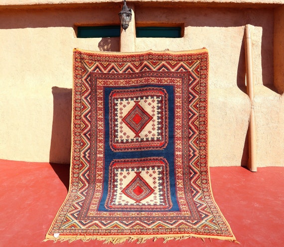 Amazing Antique rug 6x9 Vintage Moroccan Rug, Handmade Berber Wool Rug, Authentic Beni Mguild Rug
